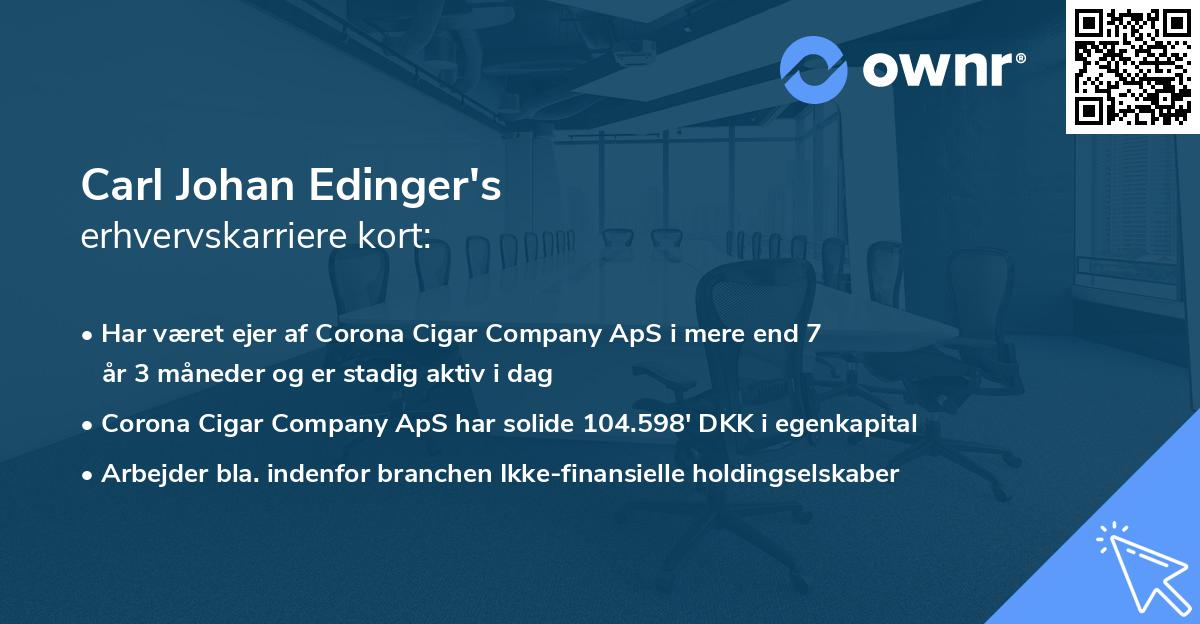 Carl Johan Edinger's erhvervskarriere kort
