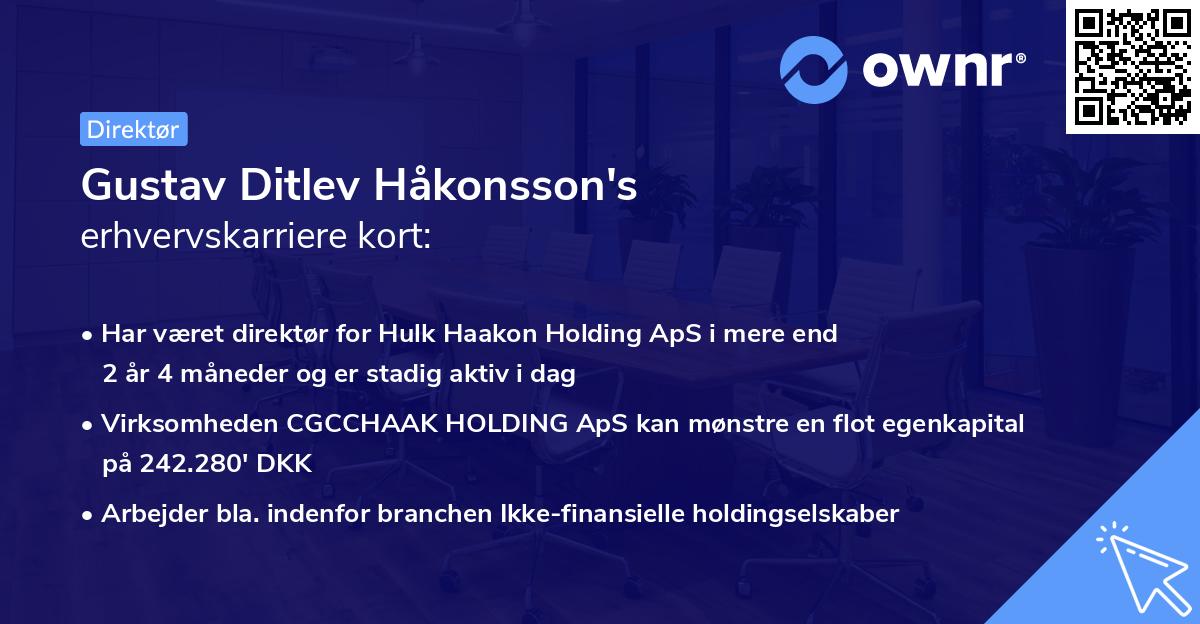 Gustav Ditlev Håkonsson's erhvervskarriere kort