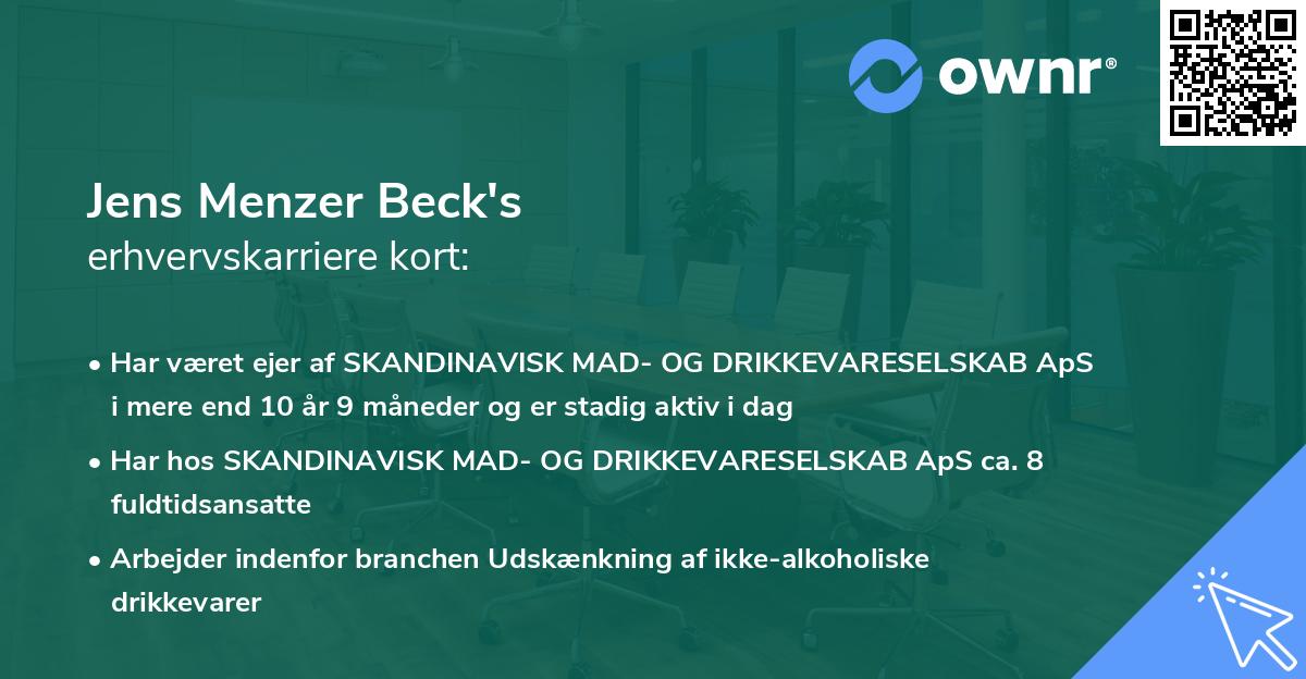Jens Menzer Beck's erhvervskarriere kort
