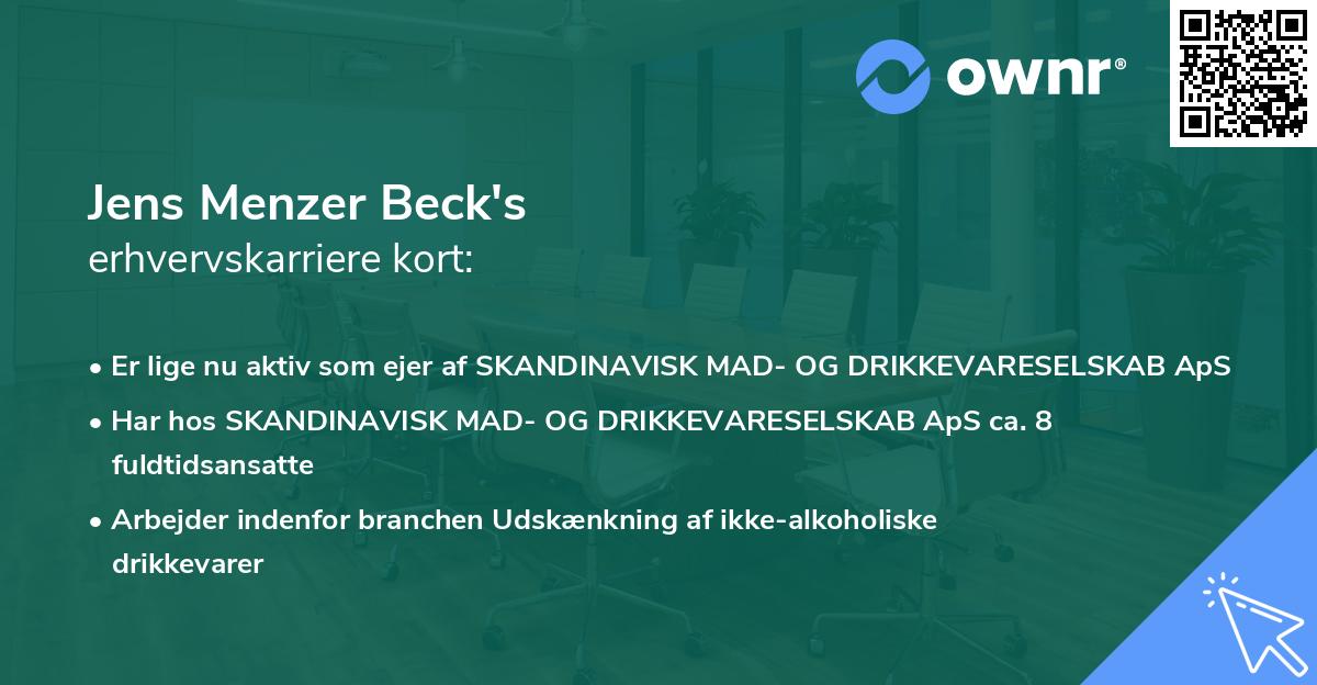 Jens Menzer Beck's erhvervskarriere kort