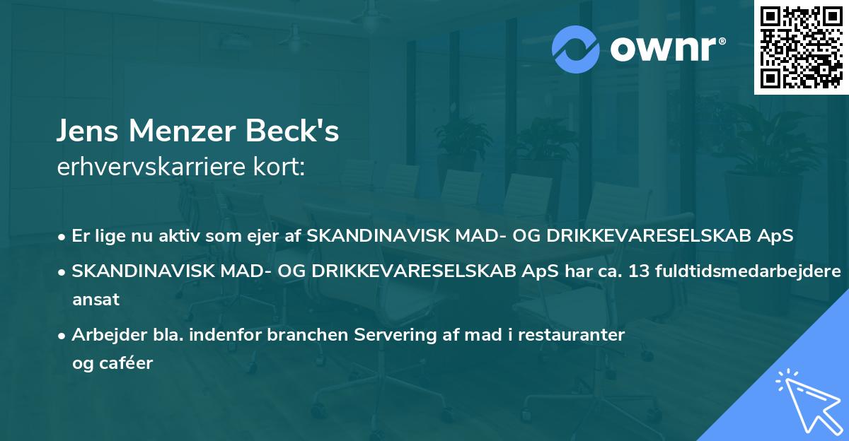 Jens Menzer Beck's erhvervskarriere kort