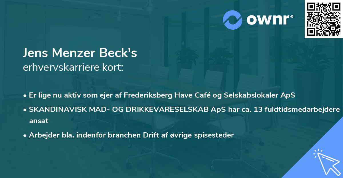 Jens Menzer Beck's erhvervskarriere kort