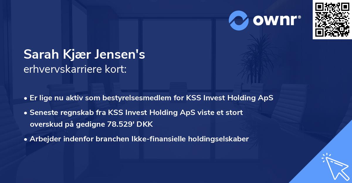 Sarah Kjær Jensen's erhvervskarriere kort