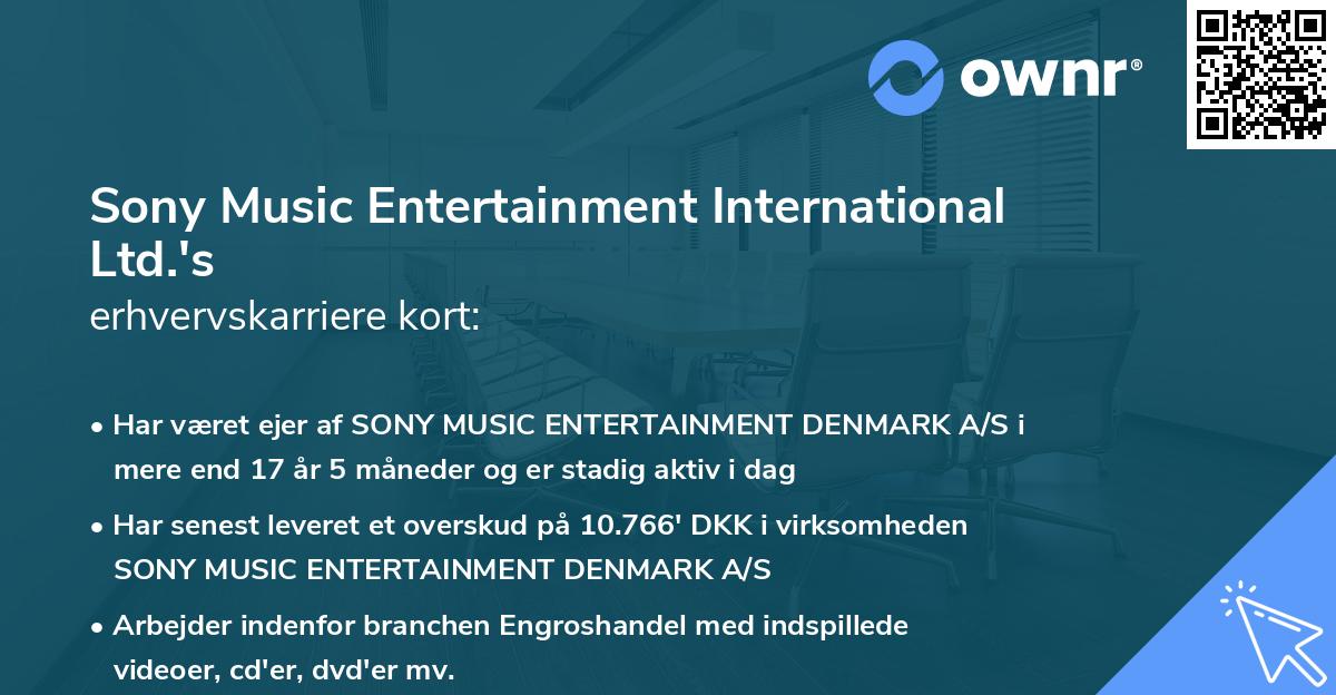 Sony Music Entertainment International Ltd.'s erhvervskarriere kort