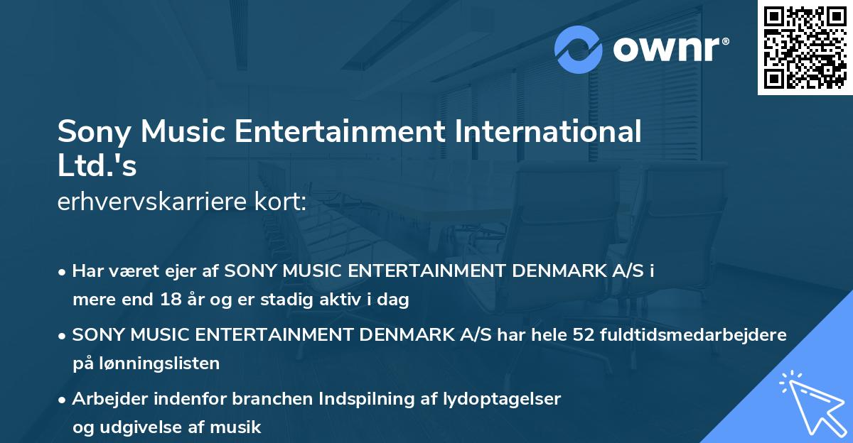 Sony Music Entertainment International Ltd.'s erhvervskarriere kort