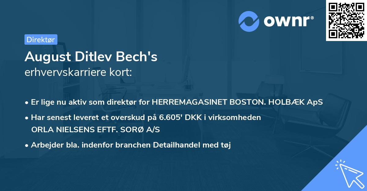 August Ditlev Bech's erhvervskarriere kort