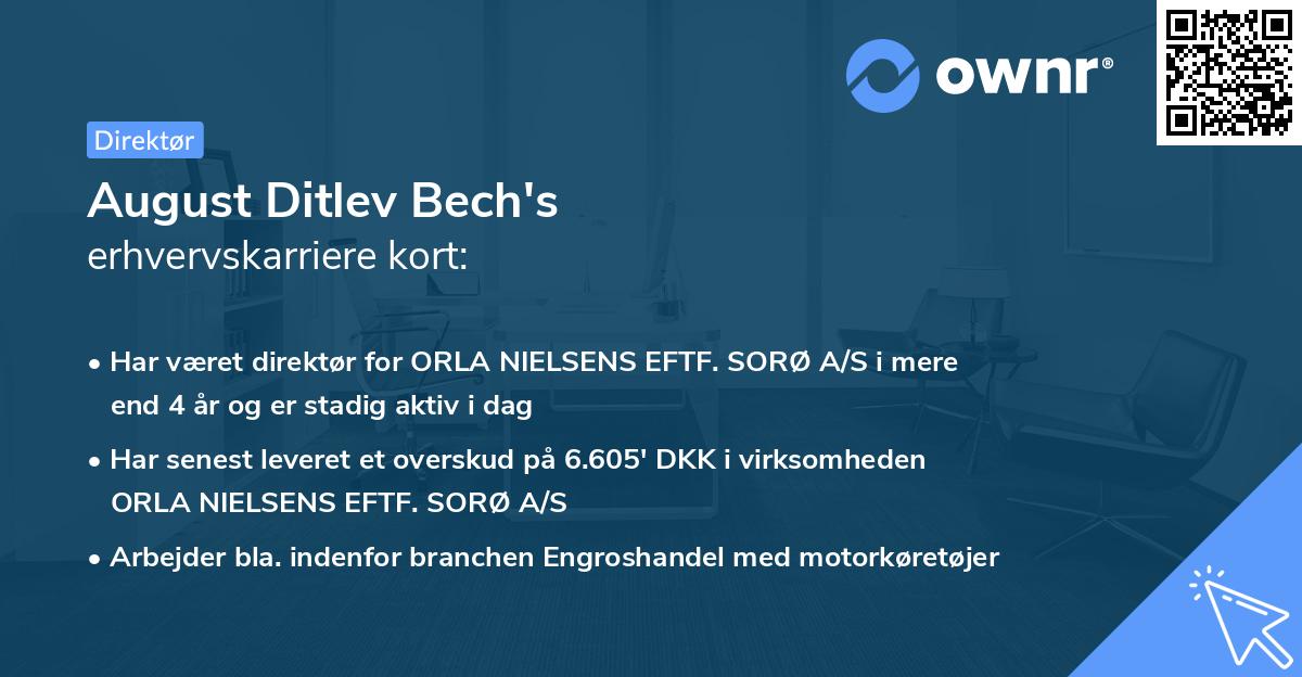 August Ditlev Bech's erhvervskarriere kort