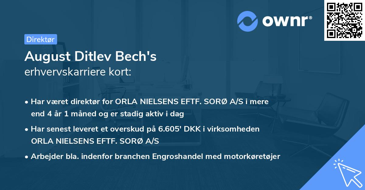 August Ditlev Bech's erhvervskarriere kort