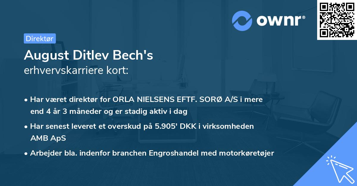 August Ditlev Bech's erhvervskarriere kort