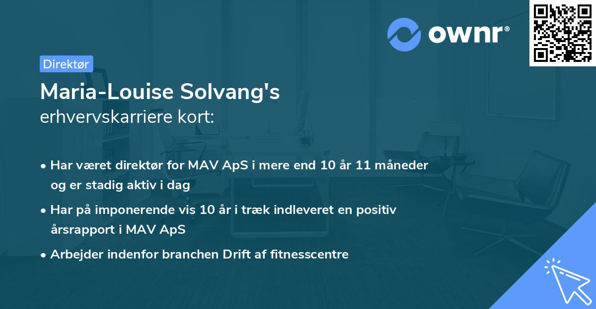Maria-Louise Solvang's erhvervskarriere kort