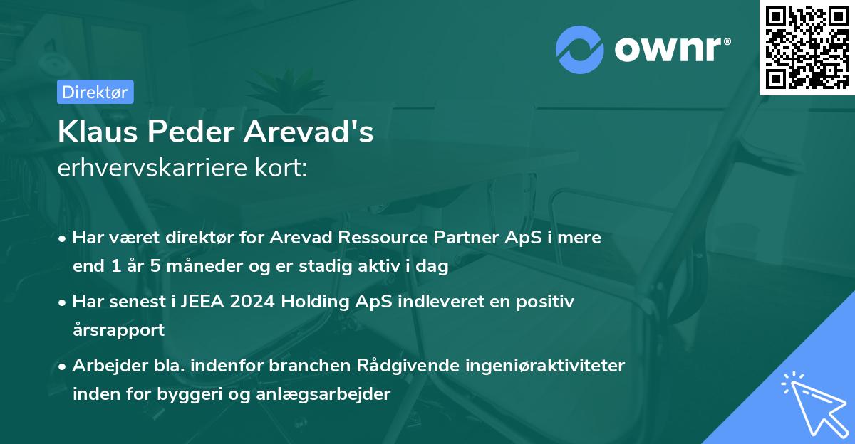 Klaus Peder Arevad's erhvervskarriere kort