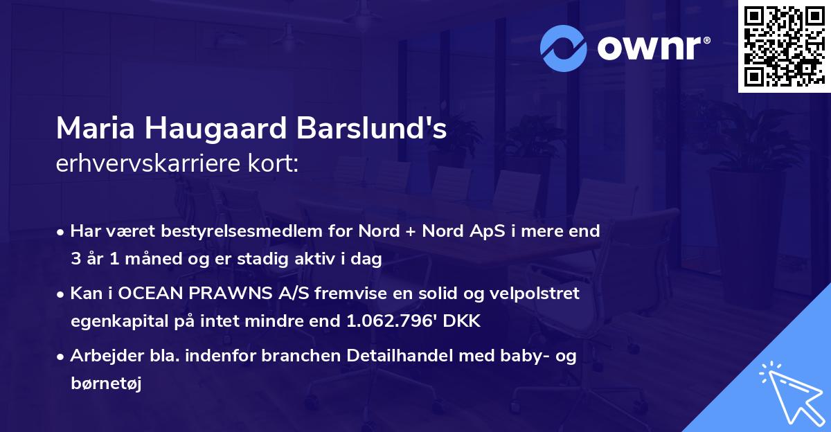 Maria Haugaard Barslund's erhvervskarriere kort