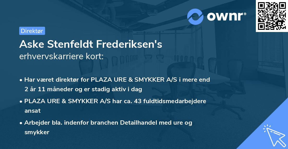 Aske Stenfeldt Frederiksen's erhvervskarriere kort