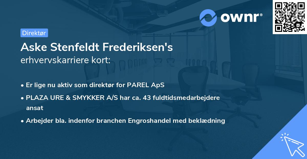 Aske Stenfeldt Frederiksen's erhvervskarriere kort