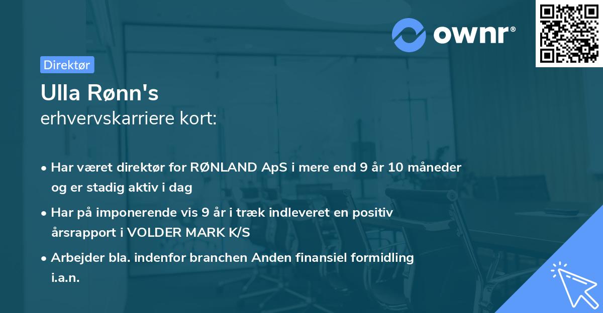 Ulla Rønn's erhvervskarriere kort