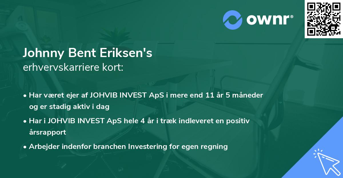 Johnny Bent Eriksen's erhvervskarriere kort
