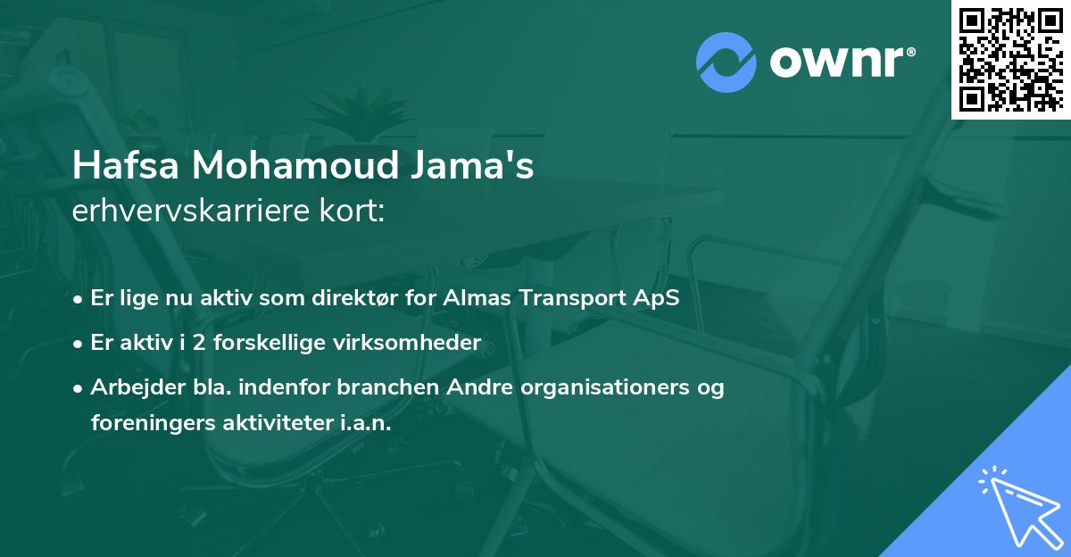Hafsa Mohamoud Jama's erhvervskarriere kort