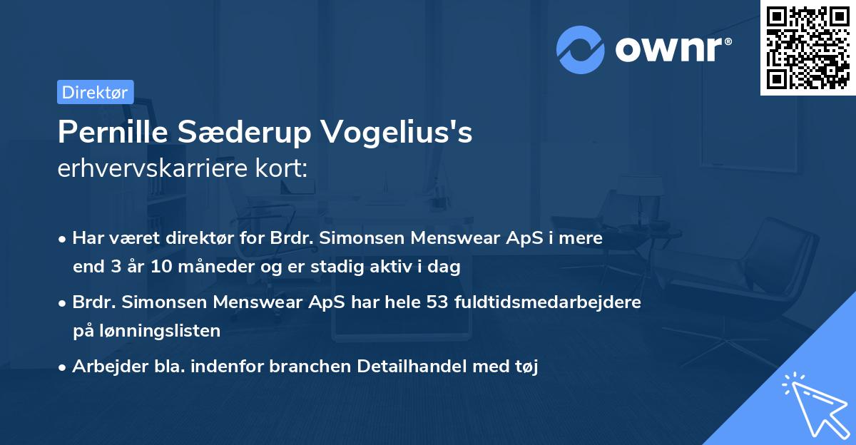 Pernille Sæderup Vogelius's erhvervskarriere kort