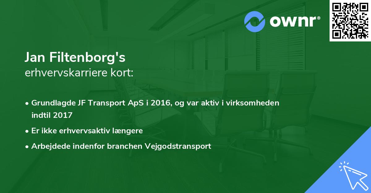 Jan Filtenborg's erhvervskarriere kort