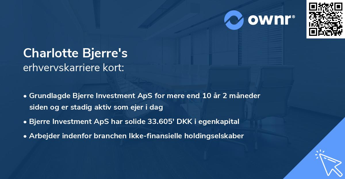 Charlotte Bjerre's erhvervskarriere kort