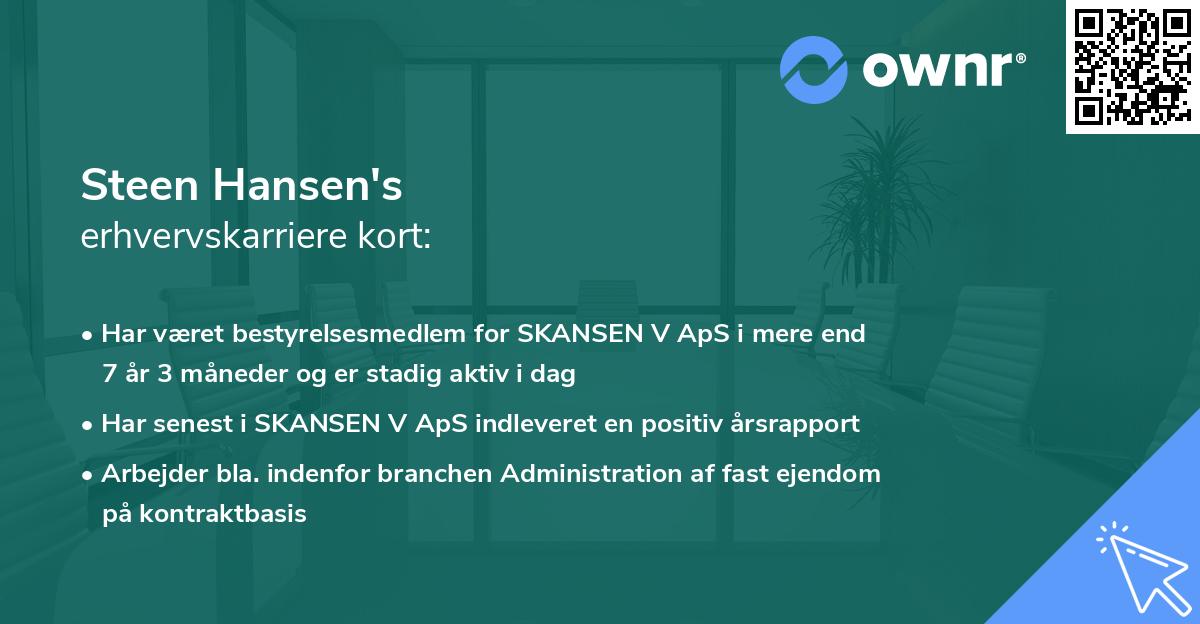 Steen Hansen's erhvervskarriere kort