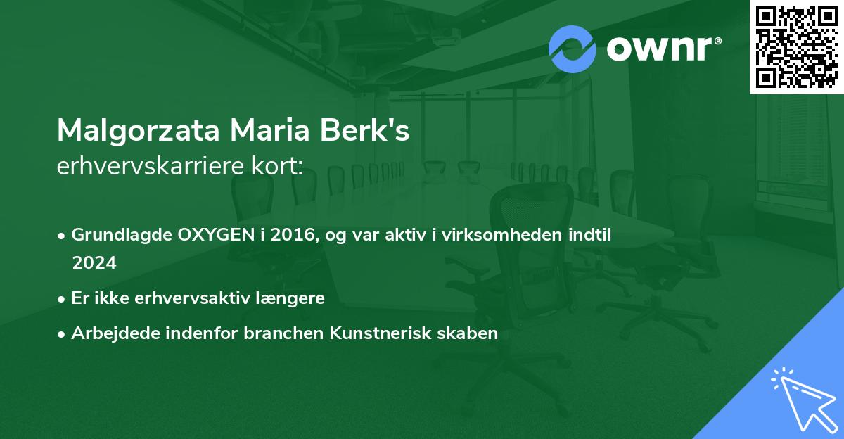 Malgorzata Maria Berk's erhvervskarriere kort