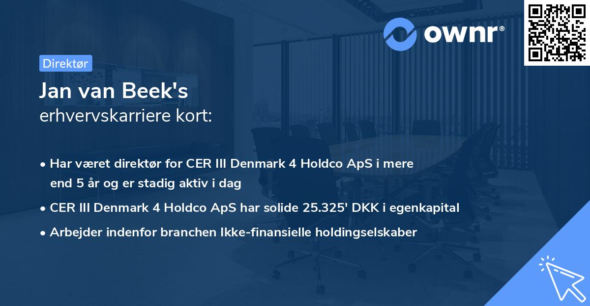 Jan van Beek's erhvervskarriere kort