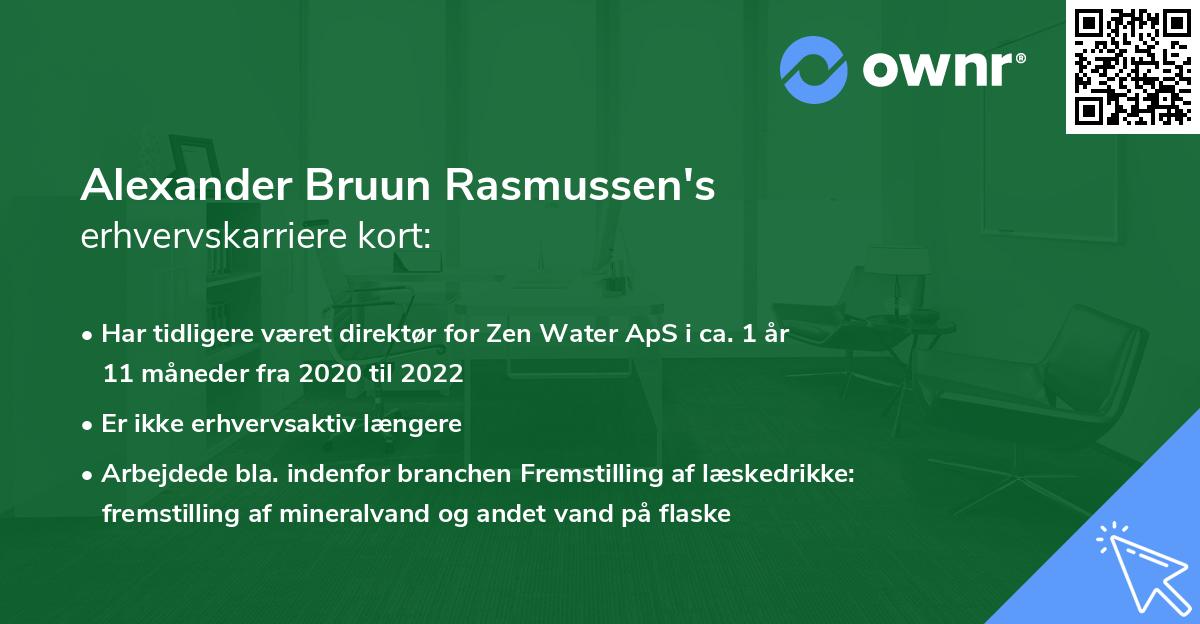 Alexander Bruun Rasmussen's erhvervskarriere kort
