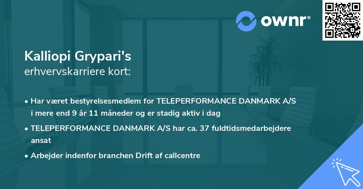 Kalliopi Grypari's erhvervskarriere kort