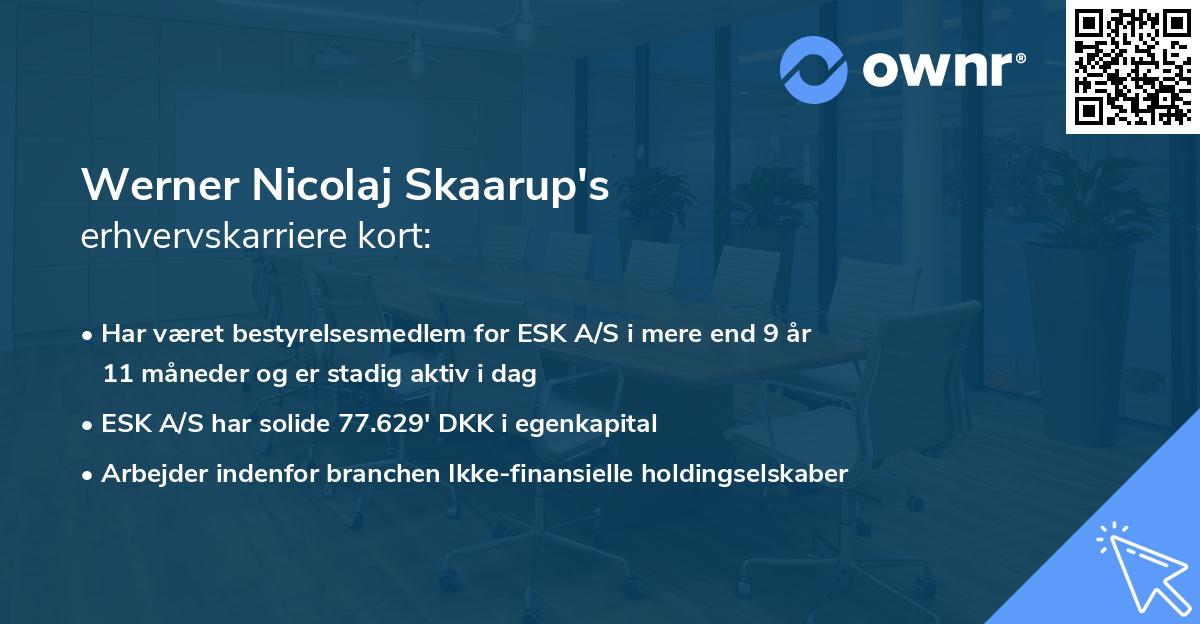Werner Nicolaj Skaarup's erhvervskarriere kort