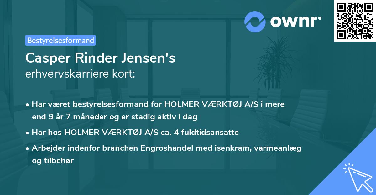 Casper Rinder Jensen's erhvervskarriere kort