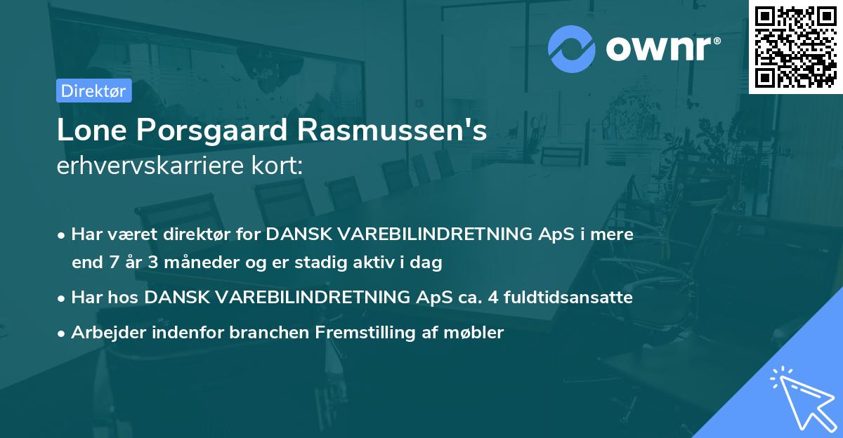 Lone Porsgaard Rasmussen's erhvervskarriere kort