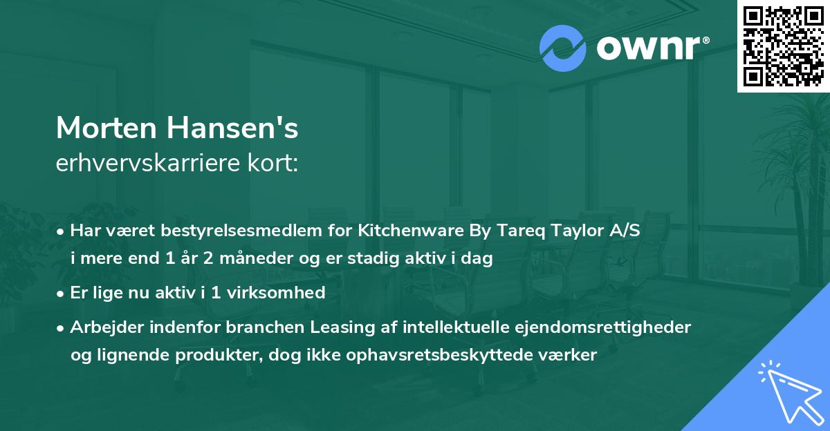 Morten Hansen's erhvervskarriere kort