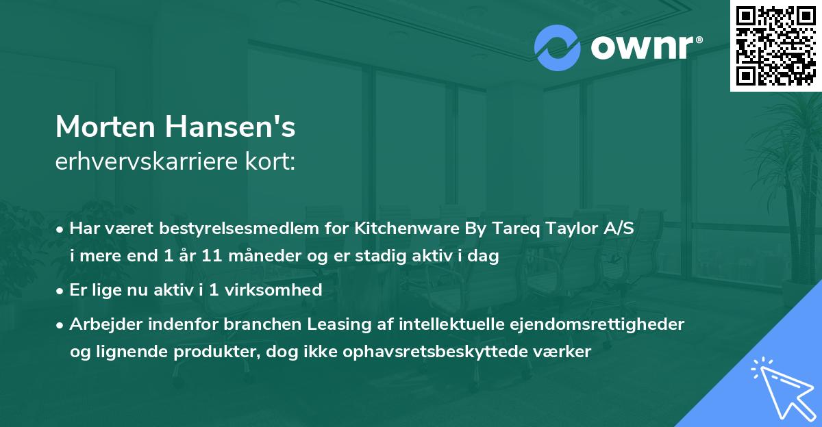 Morten Hansen's erhvervskarriere kort