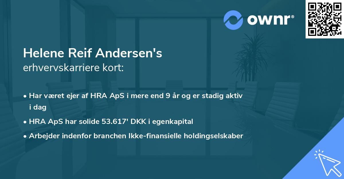 Helene Reif Andersen's erhvervskarriere kort