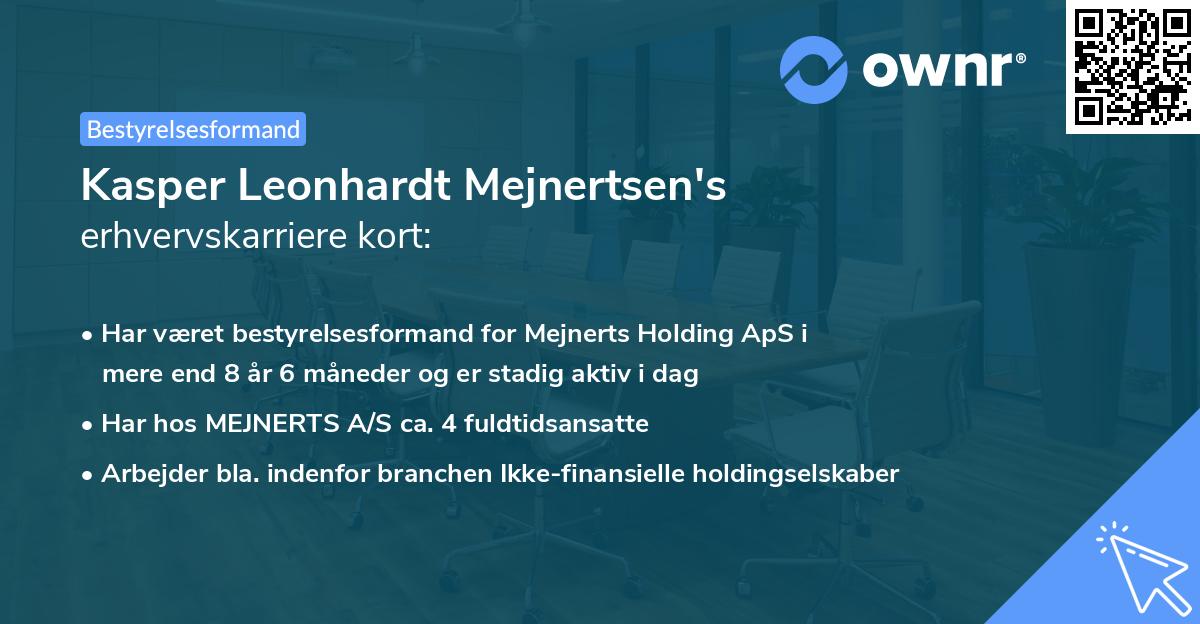 Kasper Leonhardt Mejnertsen's erhvervskarriere kort