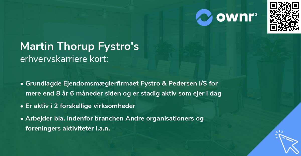 Martin Thorup Fystro's erhvervskarriere kort
