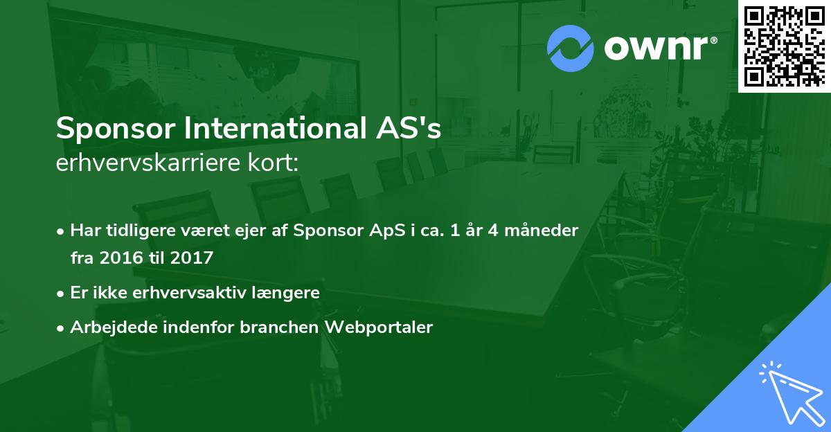 Sponsor International AS's erhvervskarriere kort