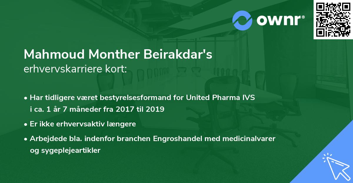 Mahmoud Monther Beirakdar's erhvervskarriere kort