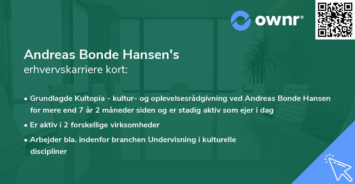 Andreas Bonde Hansen's erhvervskarriere kort