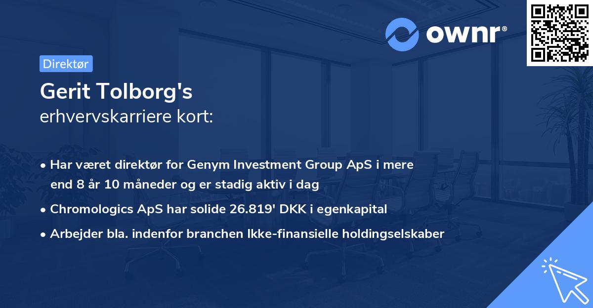 Gerit Tolborg's erhvervskarriere kort