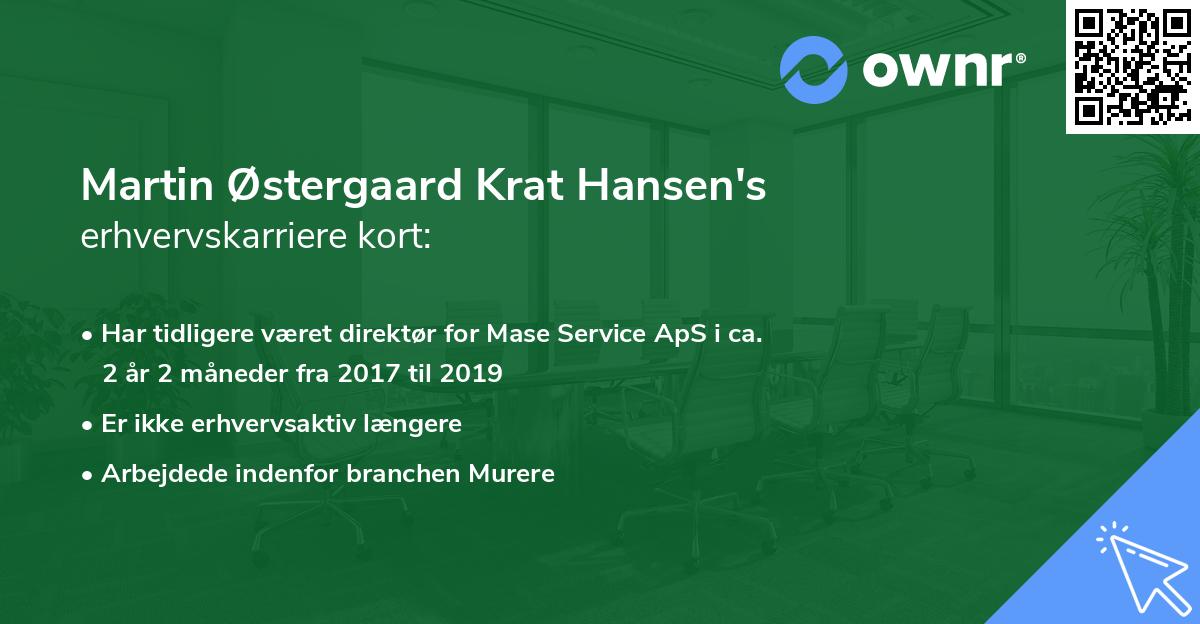 Martin Østergaard Krat Hansen's erhvervskarriere kort