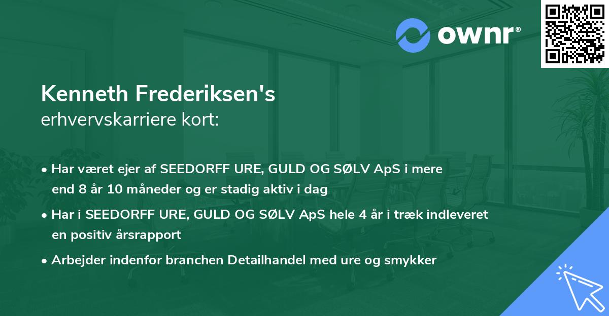 Kenneth Frederiksen's erhvervskarriere kort