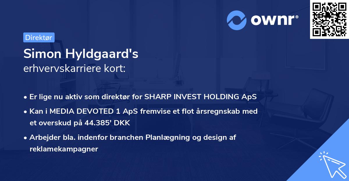 Simon Hyldgaard's erhvervskarriere kort