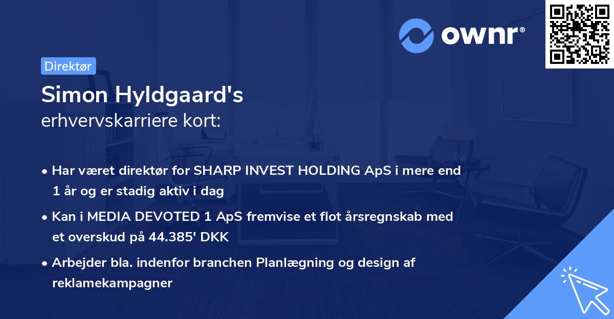 Simon Hyldgaard's erhvervskarriere kort
