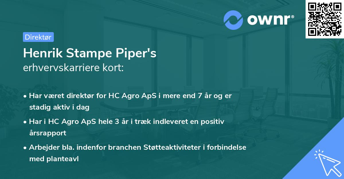 Henrik Stampe Piper's erhvervskarriere kort