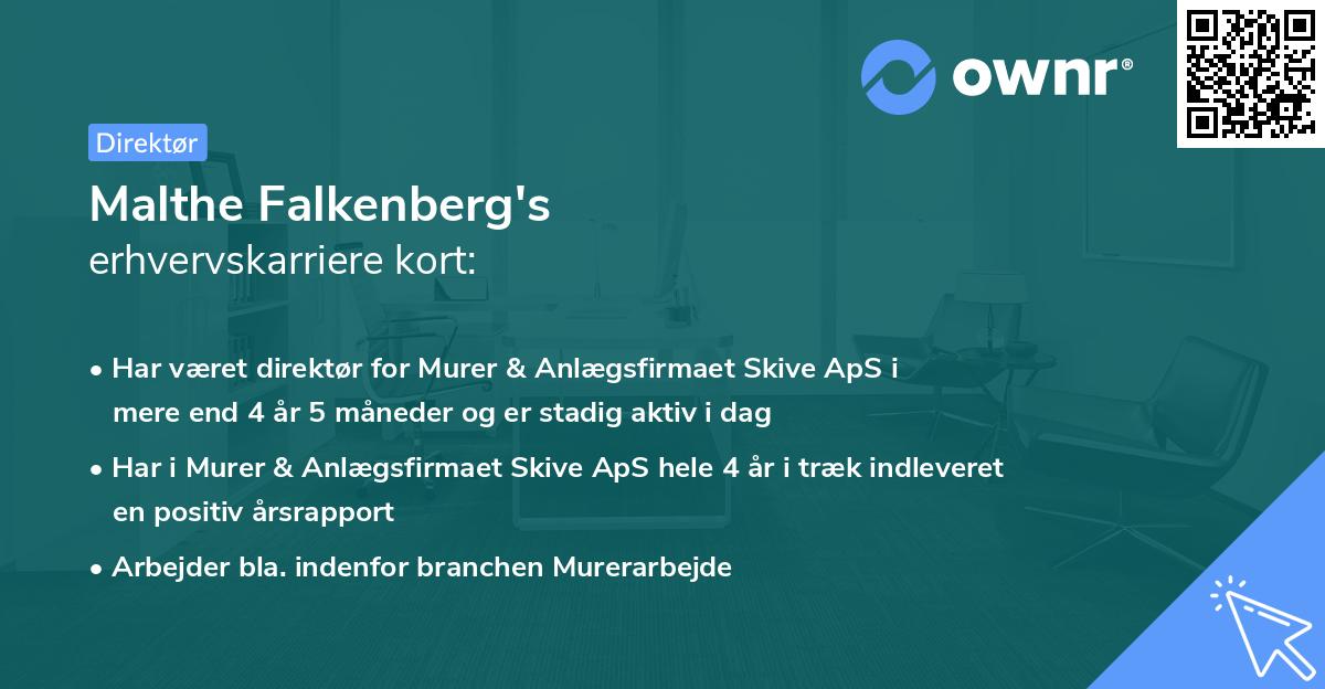 Malthe Falkenberg's erhvervskarriere kort