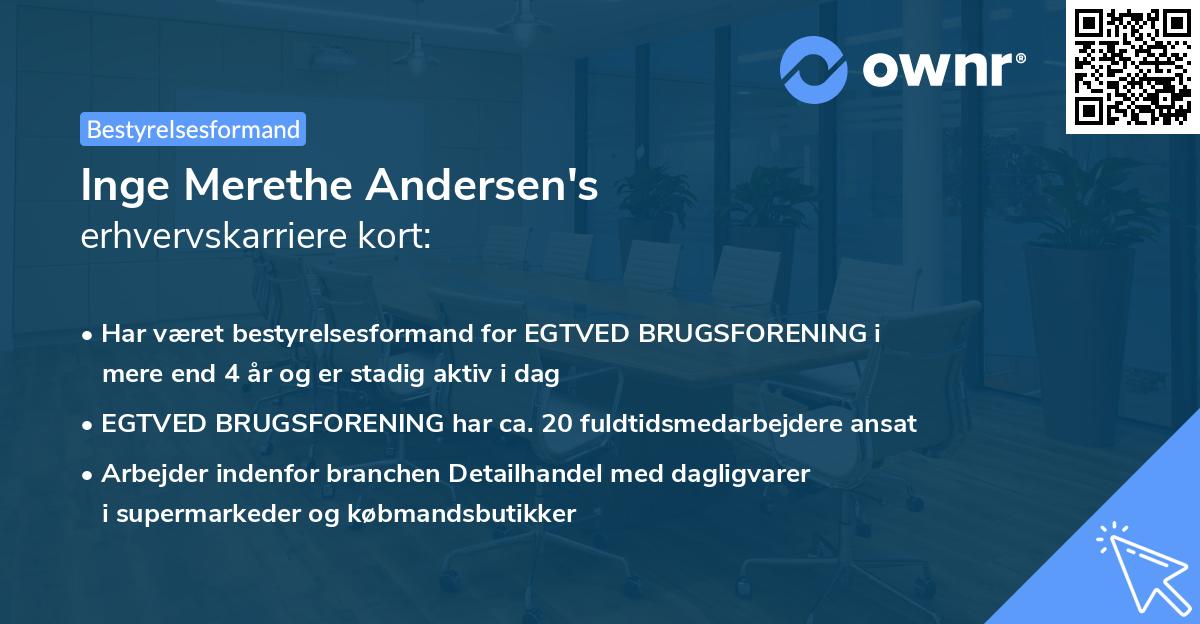 Inge Merethe Andersen's erhvervskarriere kort