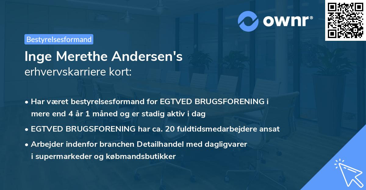 Inge Merethe Andersen's erhvervskarriere kort