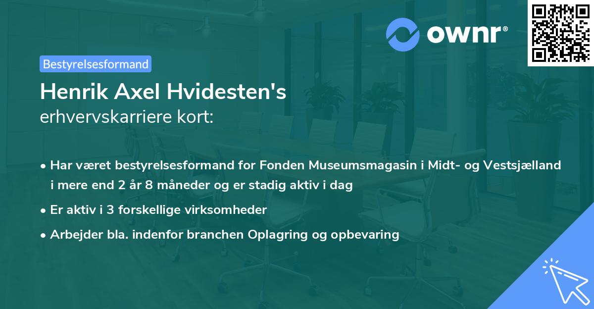 Henrik Axel Hvidesten's erhvervskarriere kort